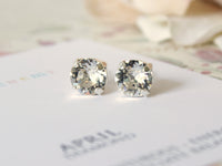 April Birthstone Stud Earrings in Clear Crystal